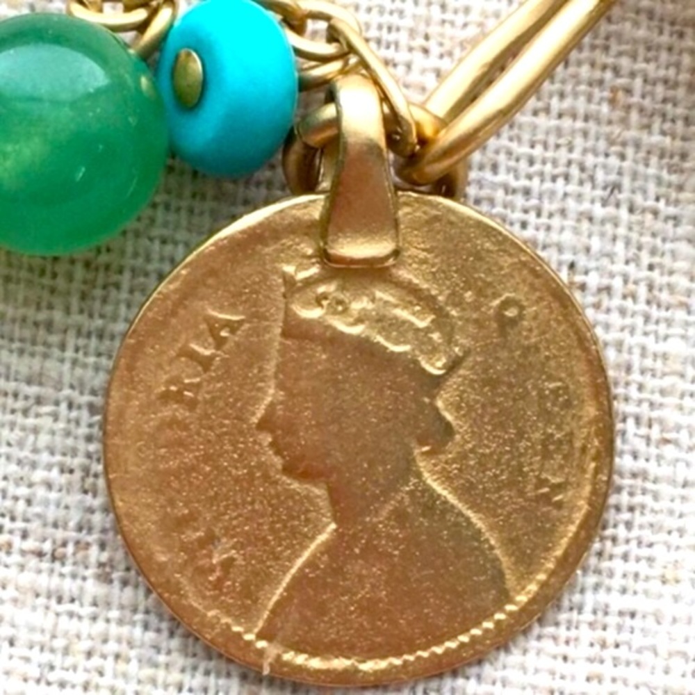 Stella & Dot | Retired Vintage Semi-precious Stone & Gold Coin Copa Neck… - Picture 12 of 16